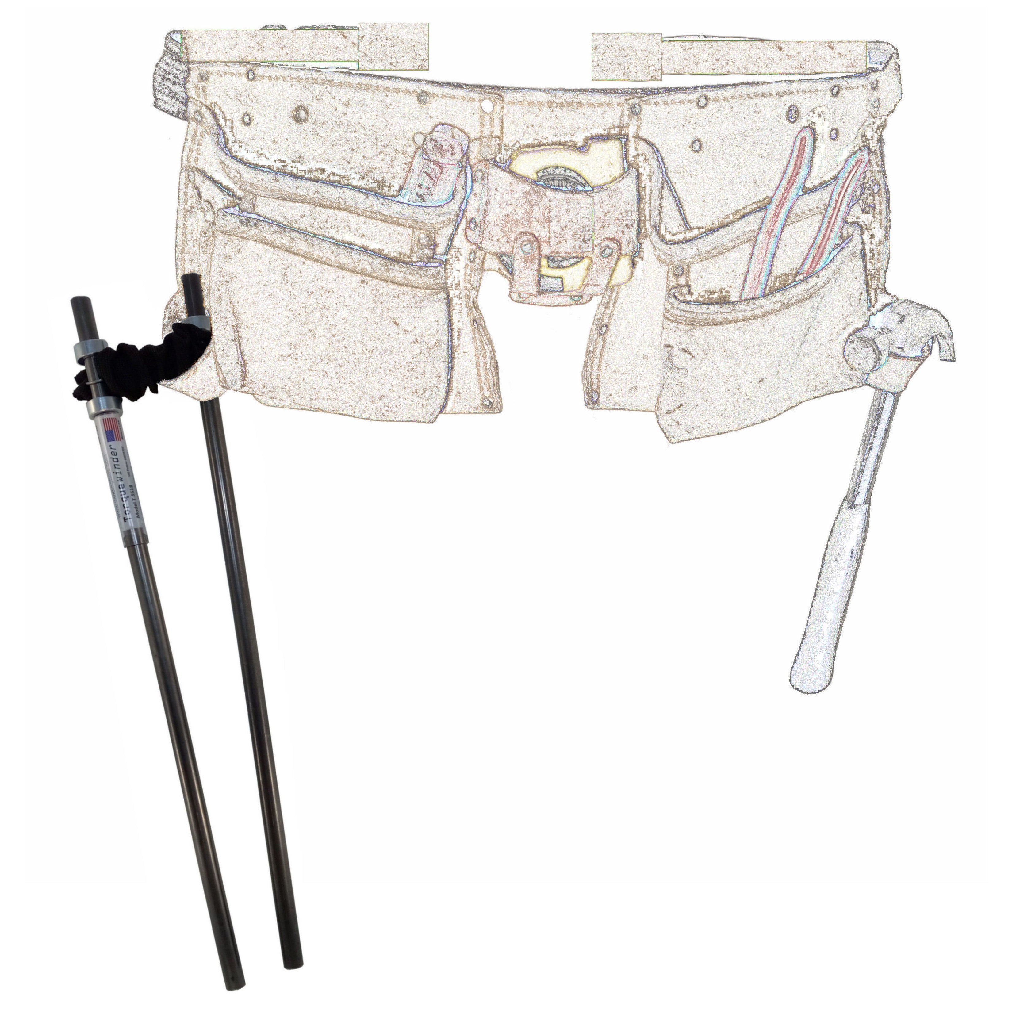Tool Belt with Garage Door Spring Winding Tool: 1/2 inch Bars, 18 inch Long