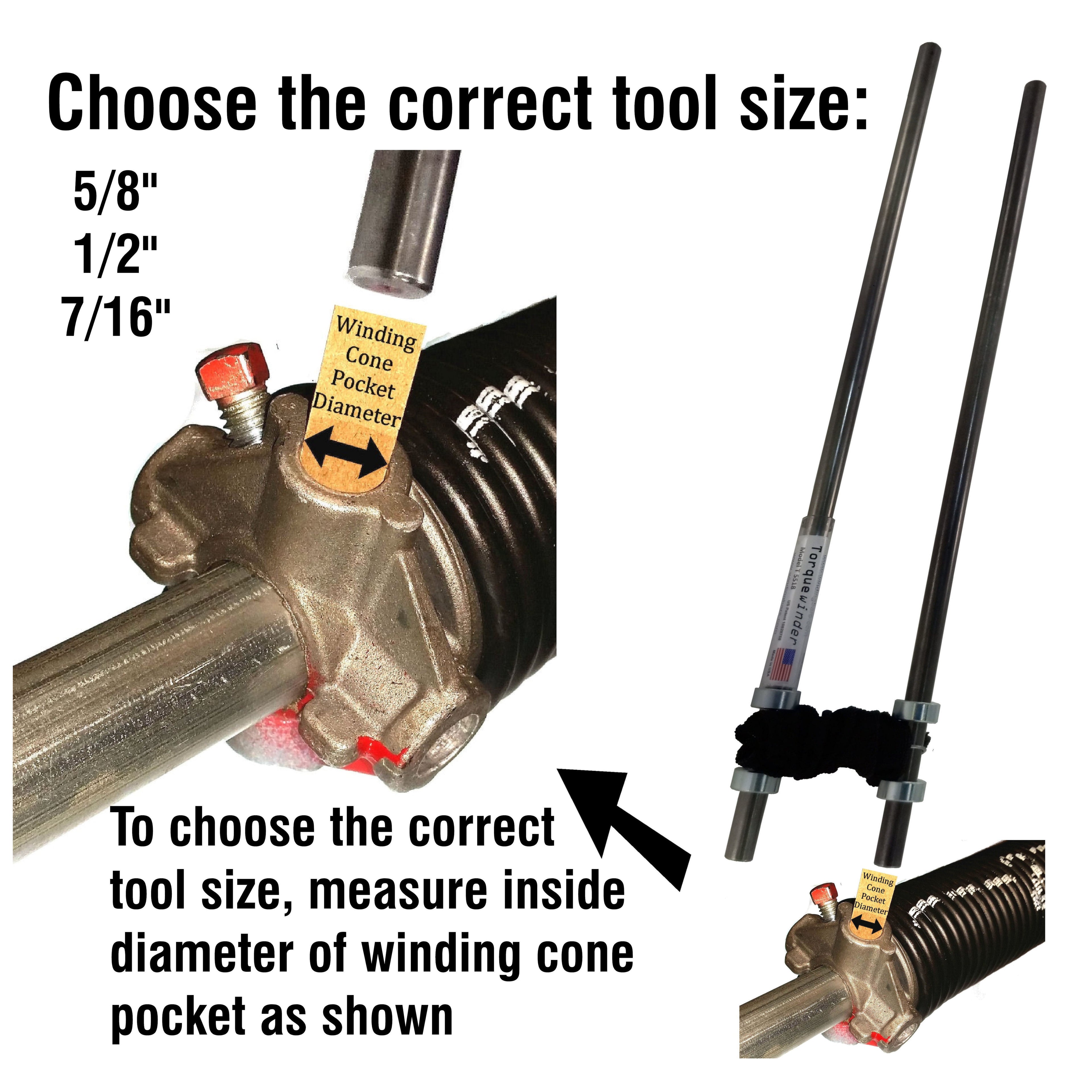 Garage Door Spring Winding Tool for 7/16-inch hole, 18" Long, 1/2" Bar, Torquewinder T5418
